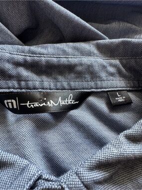TravisMathew Performance Golf Polo Men’s Large Gray Stretch Polo GRUBBS Logo